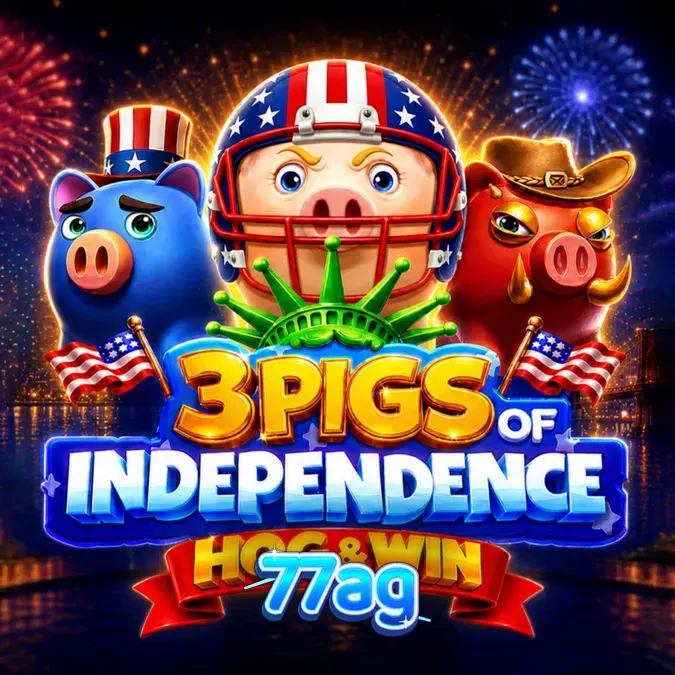 Tampilan visual slot 3 Pigs of Independence Hog & Win dengan tema patriotik