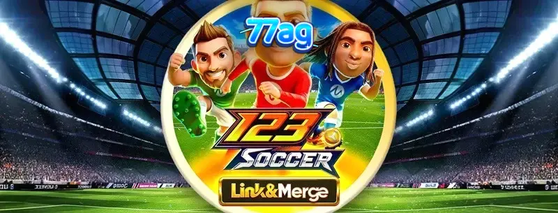 Tampilan visual permainan slot 123 Soccer Link&Merge dengan tema sepak bola